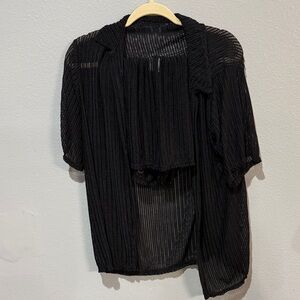 SHEIN Black Textured Knit Cardigan matching shorts